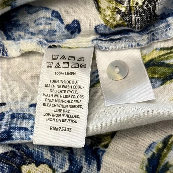 Joie Blue and Green Floral Linen Shirt - Picture 4 of 4